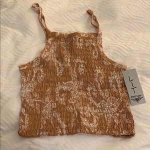 NWT Minkpink tan/white tank crop top - Size XS
